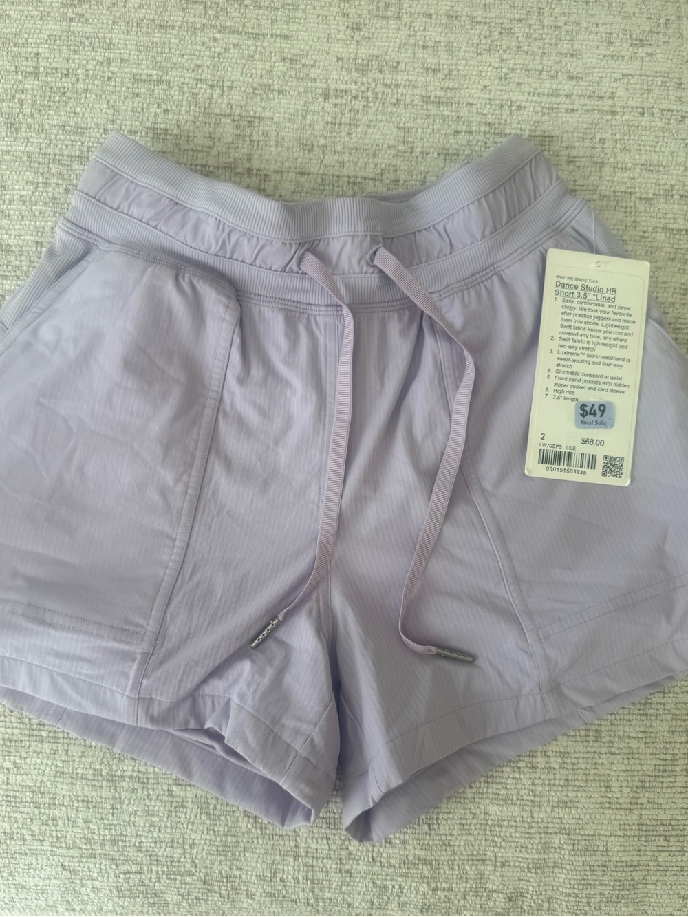 lululemon athletica Light Lavender Athletic Shorts with Drawstring